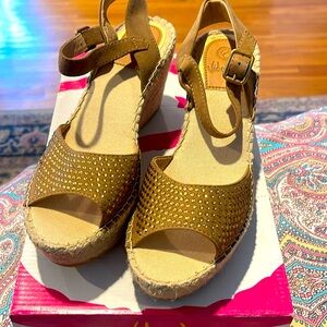 Vidorreta espadrilles with some shine Ante Camel, Dominica, v-Kaja, Brn Suede